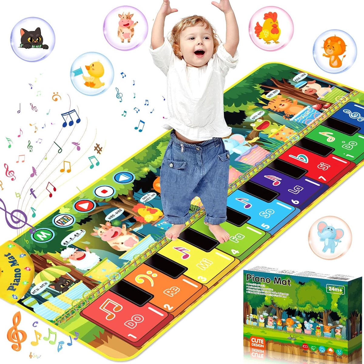 Muziekmat voor Kinderen 110x43 cm - Kleurrijke Dansmat voor Creatief Spelen en Muziek Leren