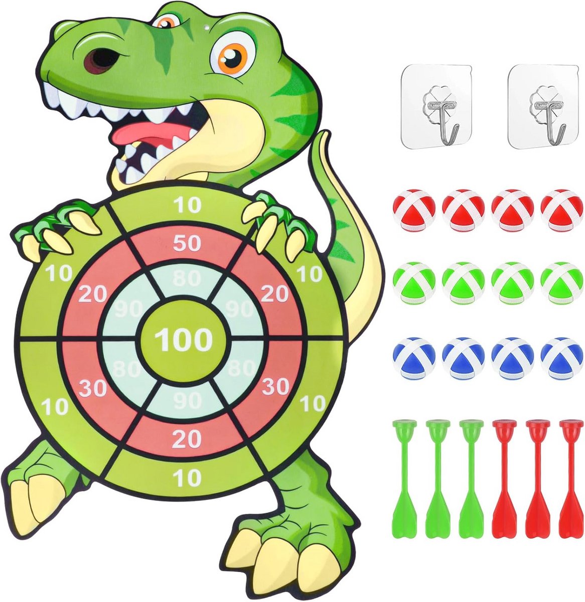 Kleefdarts voor Kinderen - Dartbord met 12 Ballen en 6 Darts - Veilig Speelgoed voor Binnen en Buiten