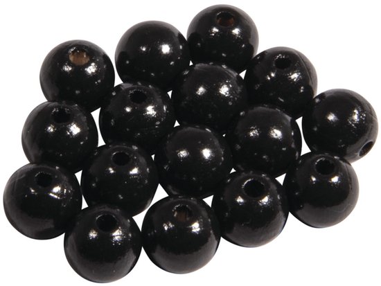 Perles passe-temps en bois noir 10mm - 104 pièces - Fabrication de bijoux bricolage - Perles de perles matériel de loisirs