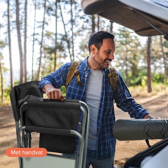 TRVLMORE Campingstoel - Opvouwbaar - 120KG Draagvermogen - Lichtgewicht - Klapstoel - Visstoel - Kampeerstoel - Vouwstoel - Zwart — afbeelding 5