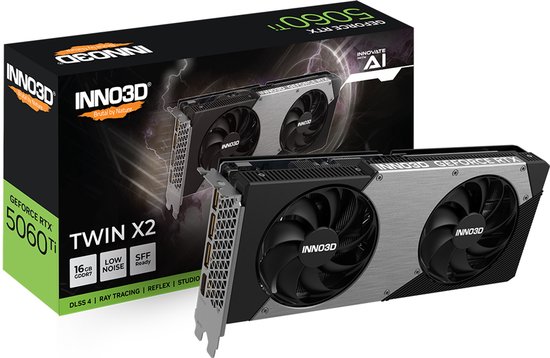 INNO3D NVIDIA GeForce RTX 5060 Ti TWIN X2 - Videokaart - 16GB - GDDR7 - PCIe 5.0 - 1x HDMI 2.1b - 3x DisplayPort 2.1a