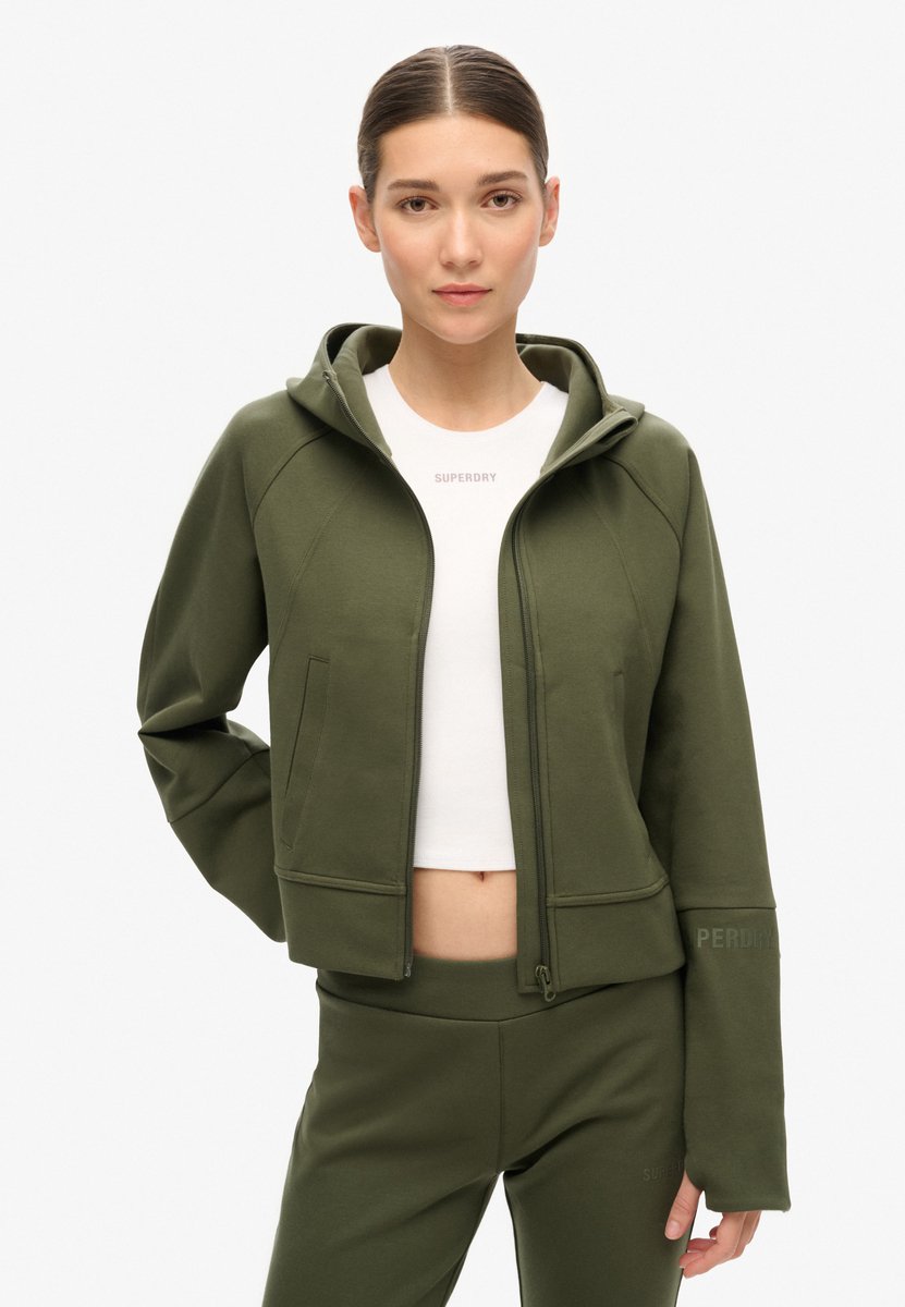 Superdry Sport Tech Relaxed hoodie met rits Dames Hoodies Khaki