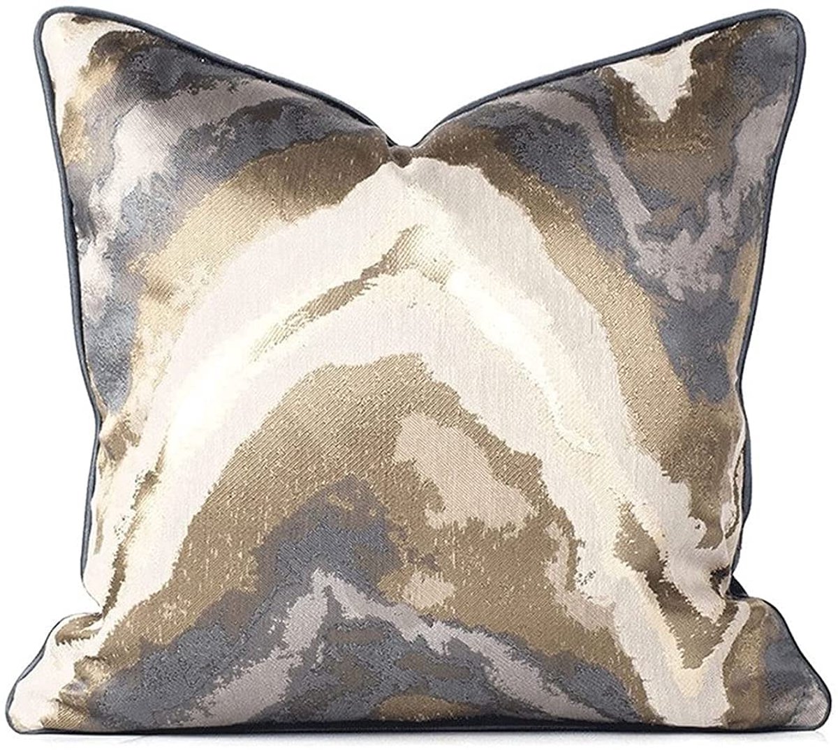 Unyqoos Maritiem Blauw en Gouden Decoratieve Kussenhoes voor Moderne Woonkamer en Slaapkamer, 45 x 45 cm grijs