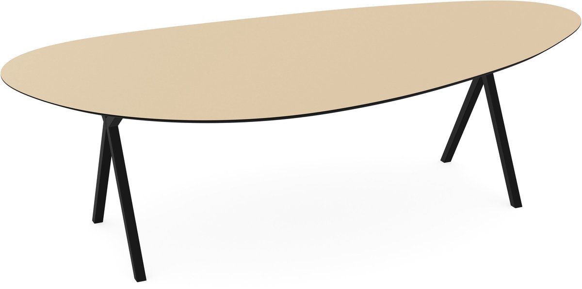 Melamine eettafel beige - Kiezel Type A - Scissor onderstel