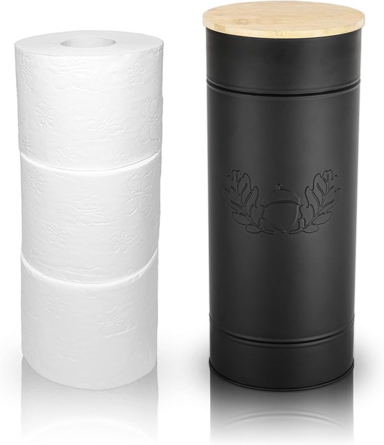Rangement papier toilette - noir - métal - 3 rouleaux
