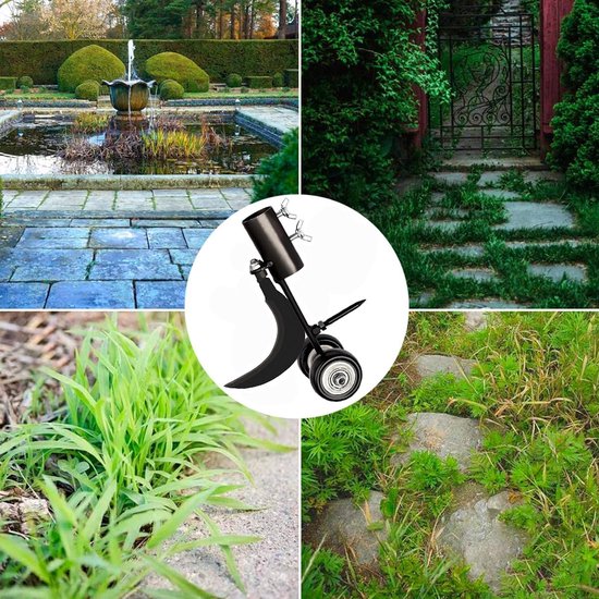 Onkruidverwijderaar - 2-in-1 Garden Weeder - Met Wielen - Tuinonderhoud & Opruiming - Curved Metal Lever - Tuiniers - Wortelverwijderaar - Metaal - 30x25cm - 1 stuk van Noble House — afbeelding 5