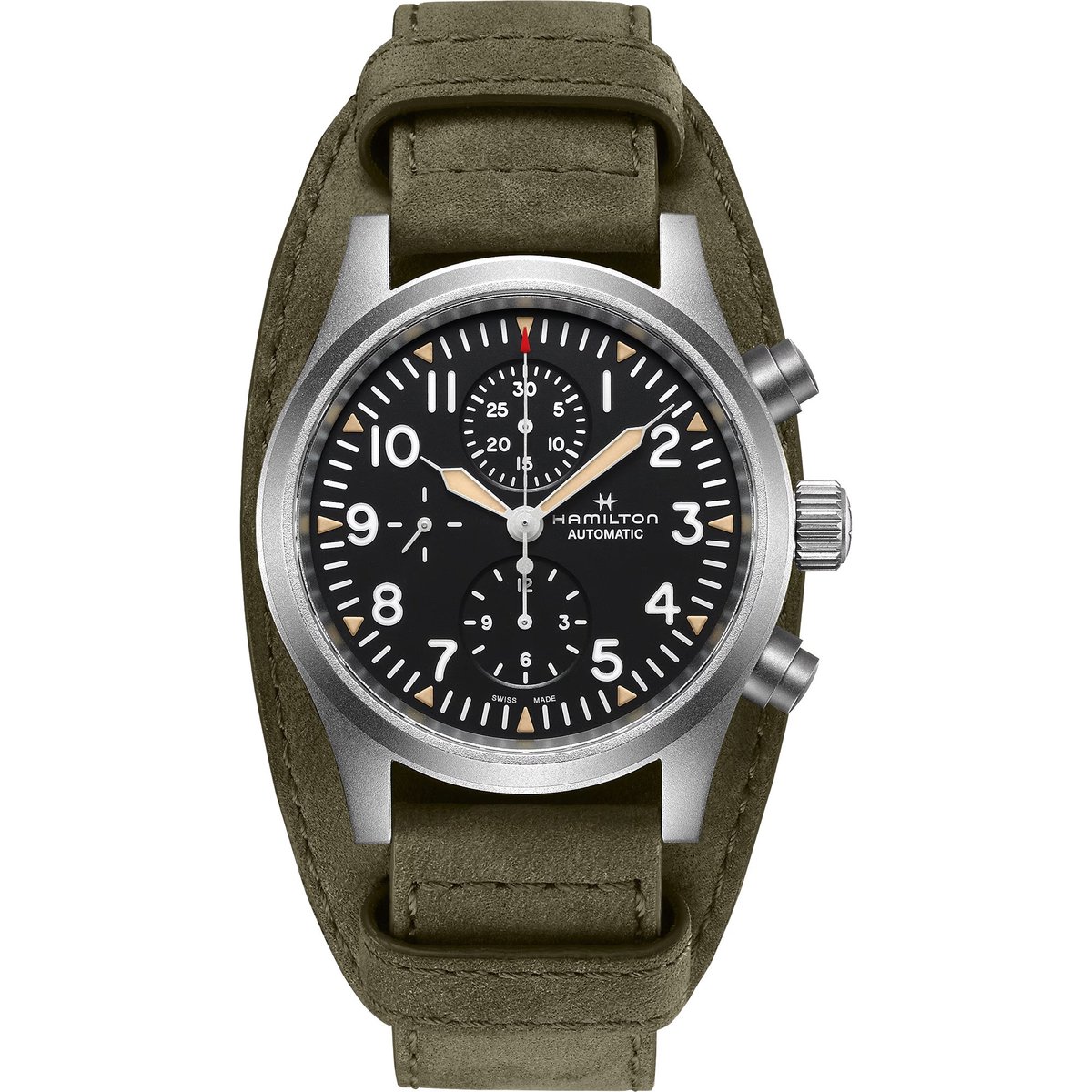 Hamilton Khaki Field H71706830 Horloge - Leer - Groen - Ø 44 mm