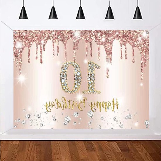 Verjaardag decoraties voor meisjes - Zwart en roségoud stoffen teken
