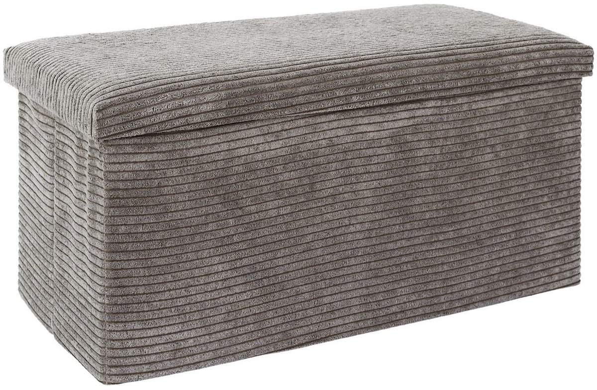 HOME DECO FACTORY Poef/hocker Cocoonen - opvouwbaar - stof - taupe - MDF/polyester - 76 x 38 cm