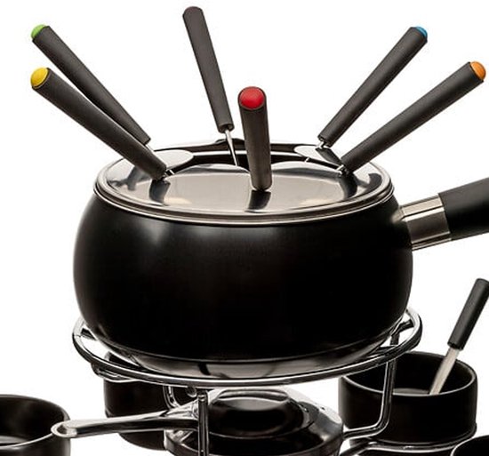 Five Fondueset - 6 personen - keramiek - zwart - draait - chocoladefondue - kaasfondue - D34 cm — afbeelding 4