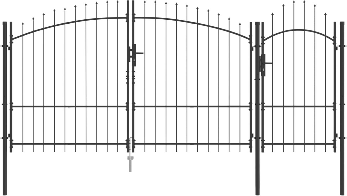 vidaXL - Tuinpoort - met - slot - Grijs - 195 - x - 400 - cm - Staal