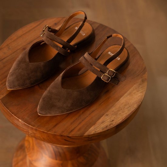 Manfield - Femme - Escarpins en daim marron - Taille 36