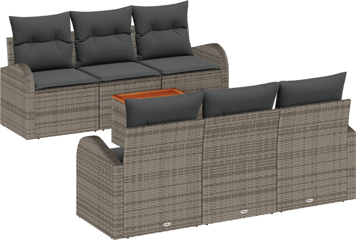 vidaXL - Tuinbank - Set - met - opslag - 7 - pcs - Grijs - poly - rattan