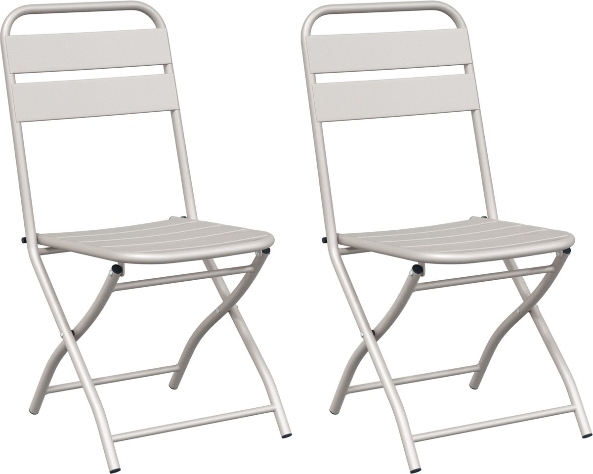 vidaXL - Tuinstoel - Die - Opgevouwen - Kan - Worden - 2 - pcs - Beige - 42 - x - 52 - x - 82cm