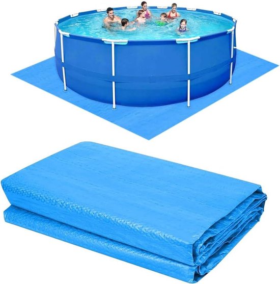Ruolin Zwembad-grondzeil Blauw, Waterdichte Zwembadonderlegger Rechthoekig Opvouwbare Vloerbeschermingsmat Zwembad voor Opblaasbare zwembaden, Bovengronds en Kinderbadjes