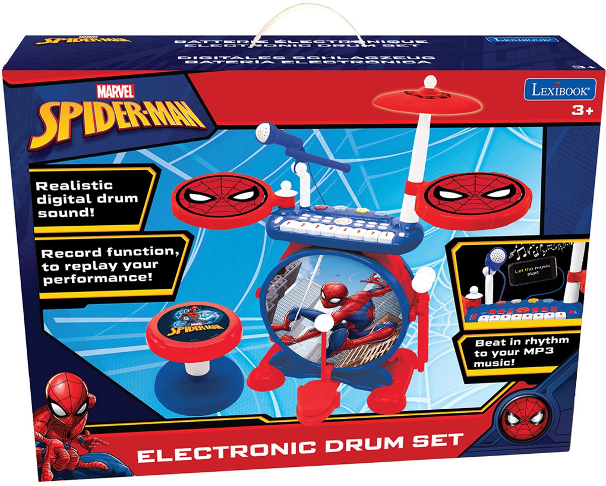Mijn Rockband Spider-Man compleet elektronische lichtgevende drumset met kruk