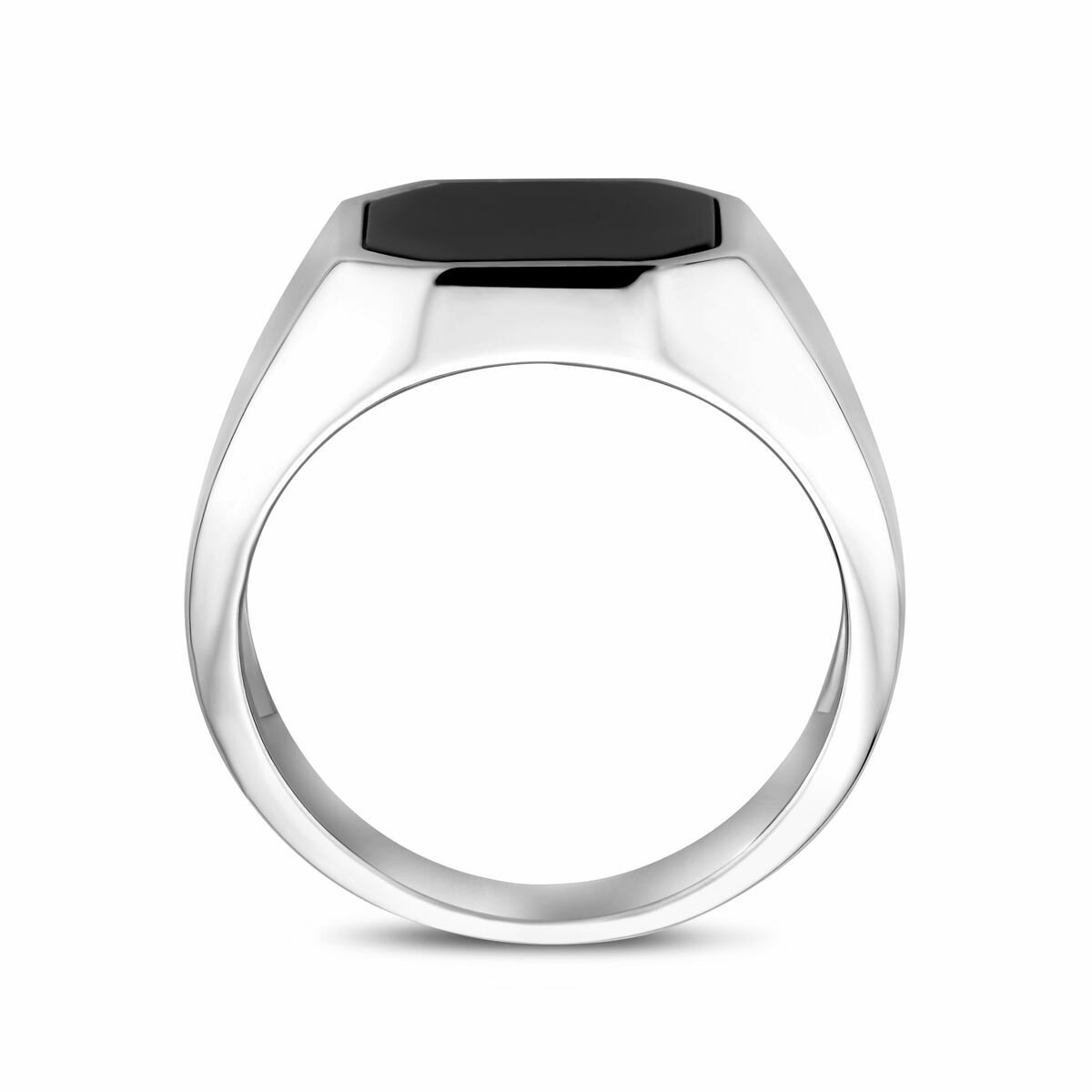 Zilveren Gerhodineerde Zegelring Onyx 1340666