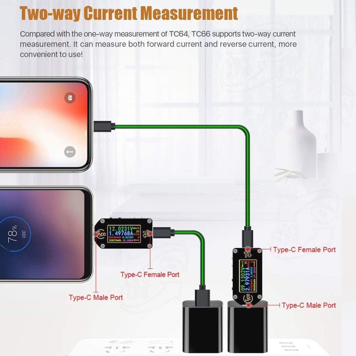 Bluetooth PD-Trigger USB Spannings- en Stroommeter met Capaciteitsmeting
