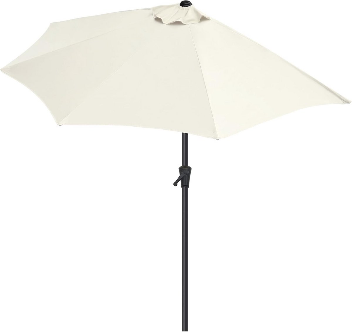 Halfronde parasol in navy blue with crank handle and hook and loop closure - UV 50+ for garden and terrace.