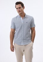 Chemise Felix Hardy - Rayée - Popeline de Katoen et lin - Manches courtes Homme Kaki - M