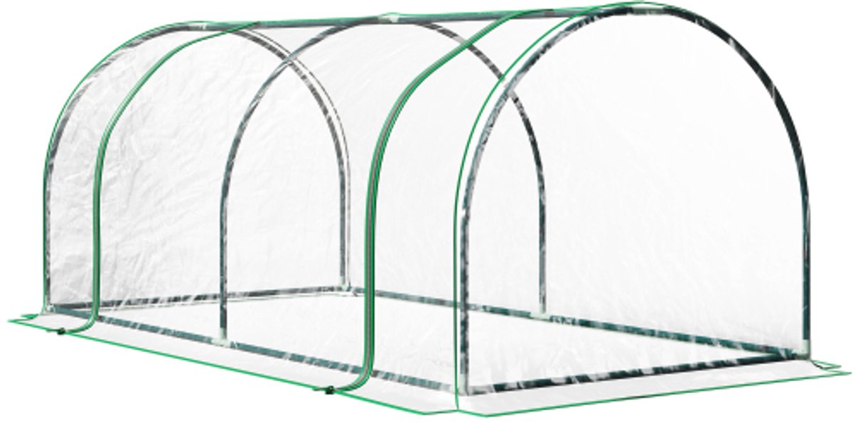 Outsunny kas, broeikas met deur, koud frame, plantenhuis, plantenkwekerij, staal, kunststof, 200 x 100 x 80 cm, groen