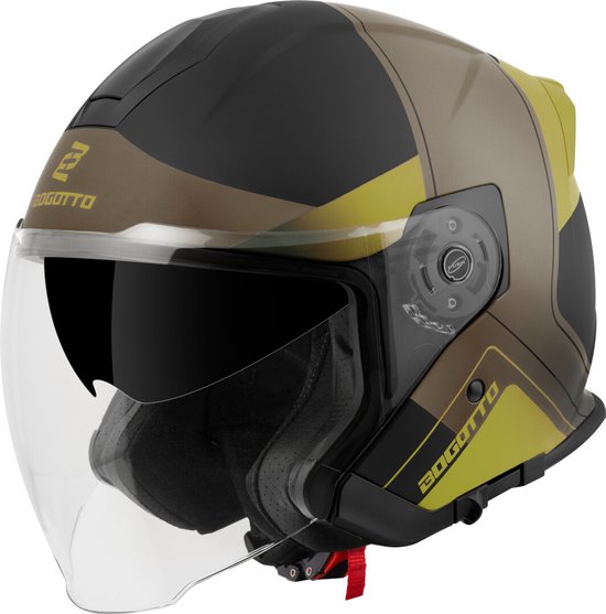 Bogotto H586 BT Solid – Casque Jet Bluetooth Intégré, Visière + Pare-Soleil, ECE 22.06, Idéal Été Moto Scooter
