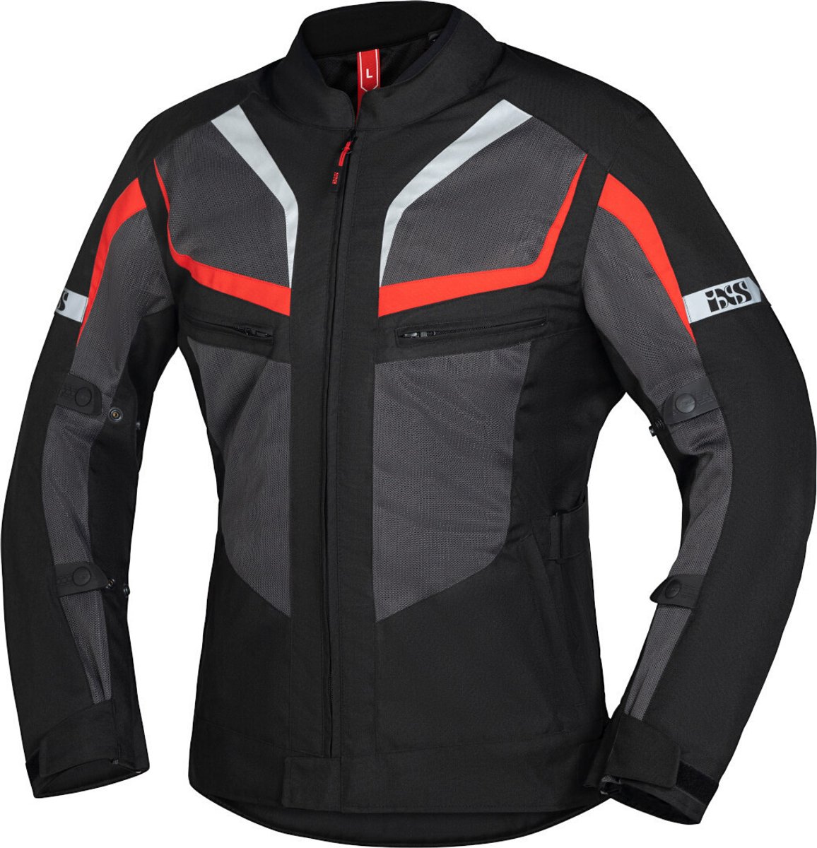 IXS Gerona-Air 1.0 Zwart Grijs Rood Textiele Motorjas - Jas