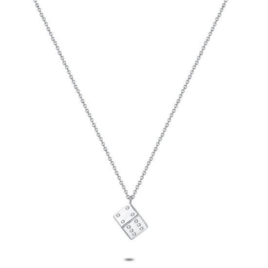 Twice As Nice Halsketting in edelstaal, domino ontwerp 45cm