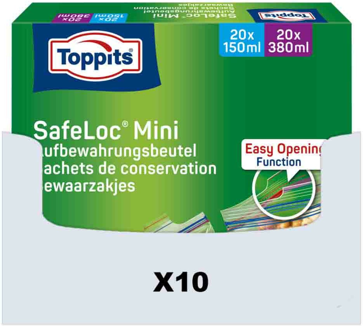 Goedkoopste 12x Toppits Safeloc Mini Zip-Zakjes 40 stuks