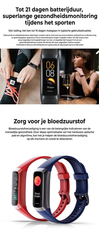 Evy24 Activity Tracker Amoled - Stappenteller - Bloedruk - Hartslagmeter - Slaapmonitor - Saturatiemeter – Sporthorloge - Smartwatch - Activity Tracker - Zwart