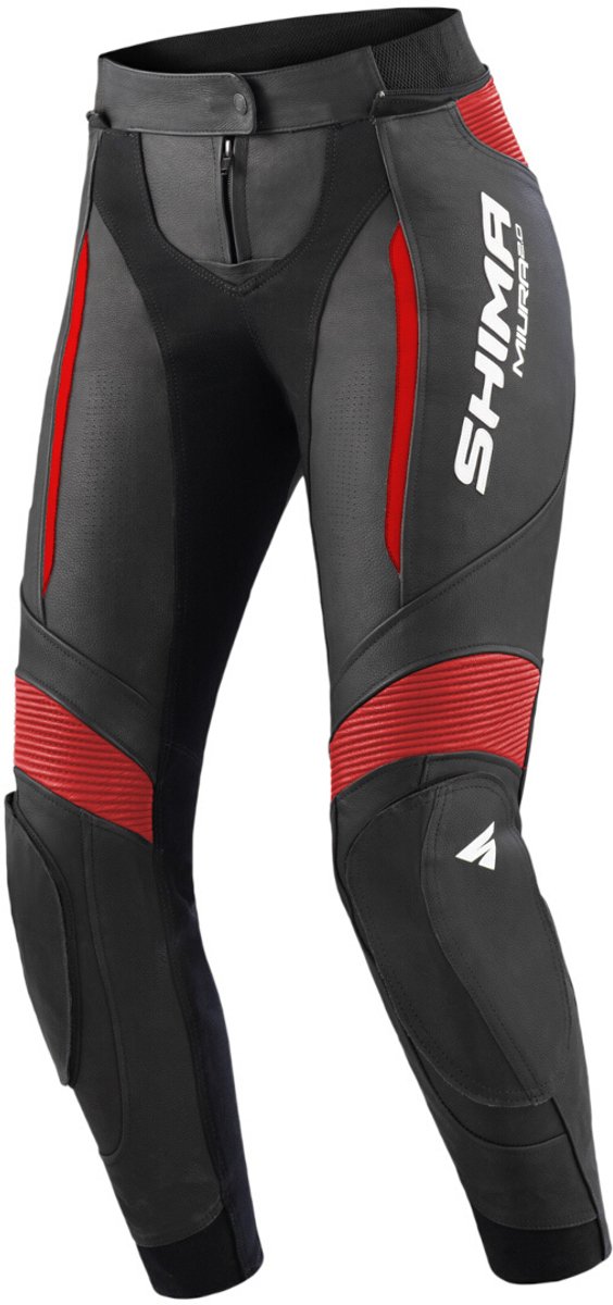 SHIMA Miura 2.0 Dames Zwart Rood Leren Motorbroek - Broek