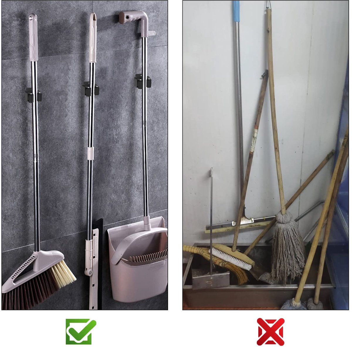 Ibenzoa® Robuuste en Veelzijdige Muurhouders voor Gereedschap en Schoonmaakbenodigdheden Set van 10 Stuks
