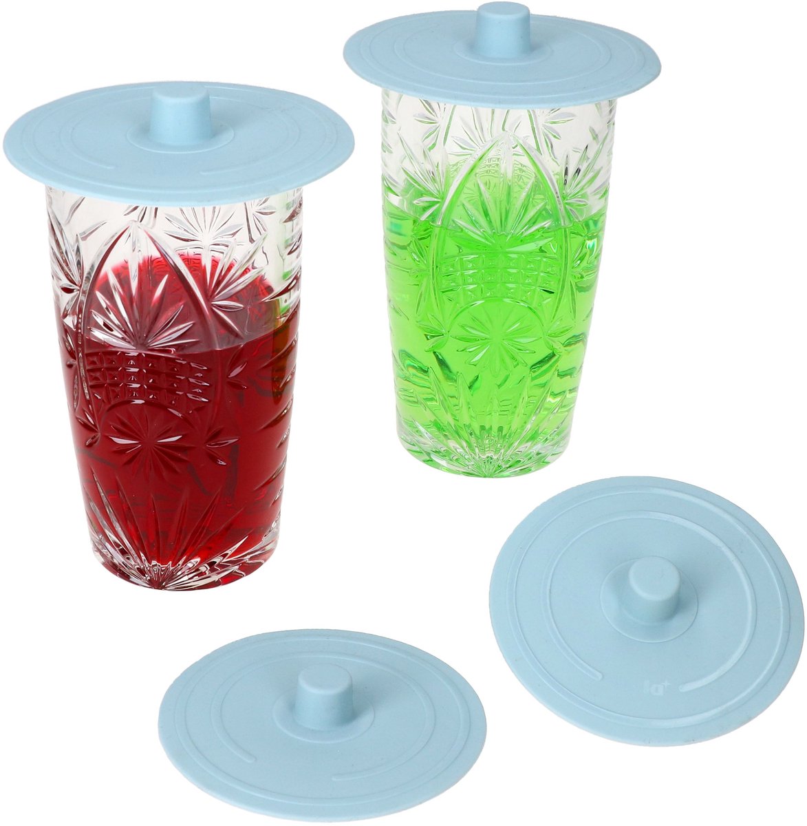 Set van 4 FLEX keep-fresh deksels Ø10cm lichtblauw gemaakt van silicone - 10053