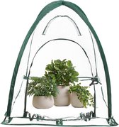 Bol.com Pop-up foliekas met metalen frame en ritssluiting deur - 92 x 92 x 100 cm - transparant - kweektent voor tomaten - broei... aanbieding