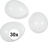 30x Plastic paaseieren wit 6 cm