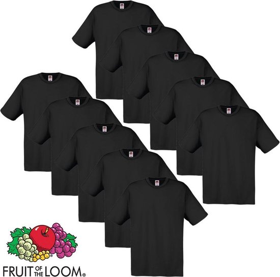 Fruit of the Loom T-shirt maat S 100% katoen 10 stuks (zwart)