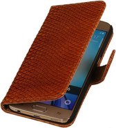 HTC One E8 - Slang Bruin Booktype Wallet Hoesje