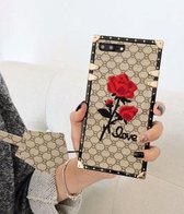 iPhone 7 / 8 - luxe siliconen TPU backcover - Love Roos - beige
