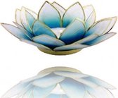 Lotus sfeerlicht blauw/wit 2-kleurig goudrand - 13.5 cm - S