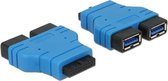 DeLOCK USB3.0/2xUSB3.0 2 x USB 3.0-A Zwart, Blauw