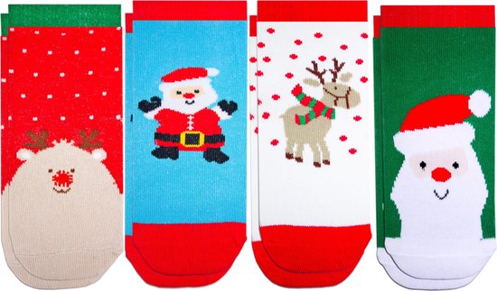 Kerst kinder sokken - set van 4 paar kinder kerstsokken - voor kinderen van  1 tot 6 jaar | bol.com