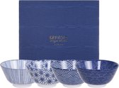 Tokyo Design Studio - Nippon Blue Set van 4 Kommen Ø 12 cm in fraaie Geschenkdoos