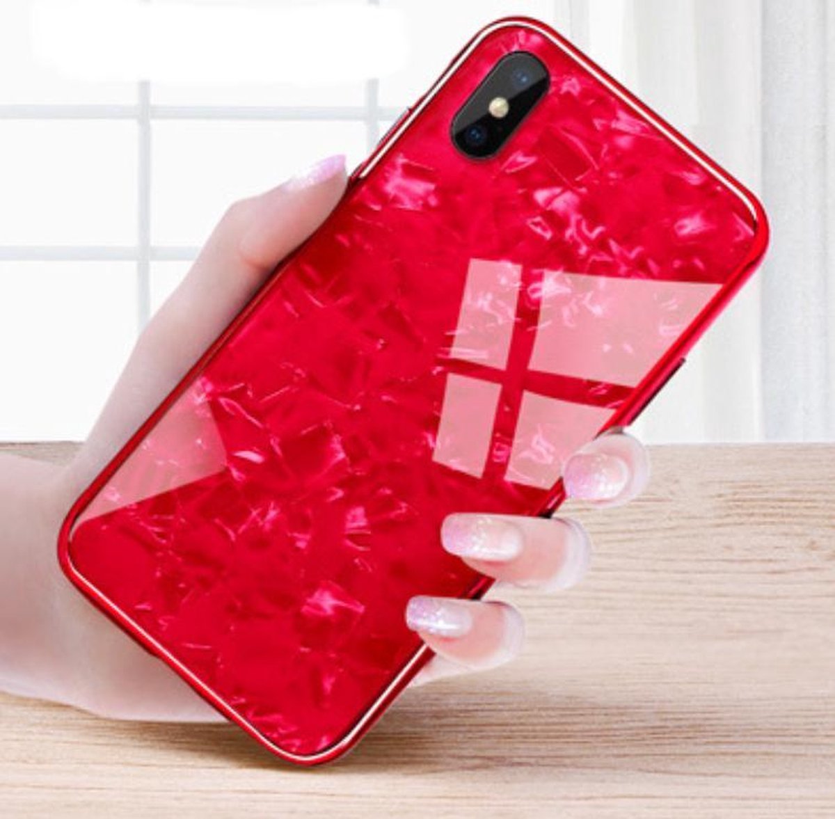 TPU backcover met gehard glas achterkant - Huawei P20 - rood