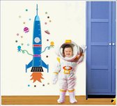 Vrolijke Premium Prachtige Muursticker Ruimteschip Spaceshuttle XL met Lengtemaat Meetlat - Voor Kinderkamer / Babykamer V2