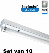 LED Buis armatuur 150cm - Enkel | Inclusief LED Buis - 6000K - Daglicht (Set van 10 stuks)
