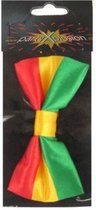 Luxe Carnavalsstrik satijn - rood / geel / groen - maat 12 x 6 cm