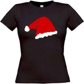 T-shirt met een mooie rode kerstmuts  maat M Dames zwart