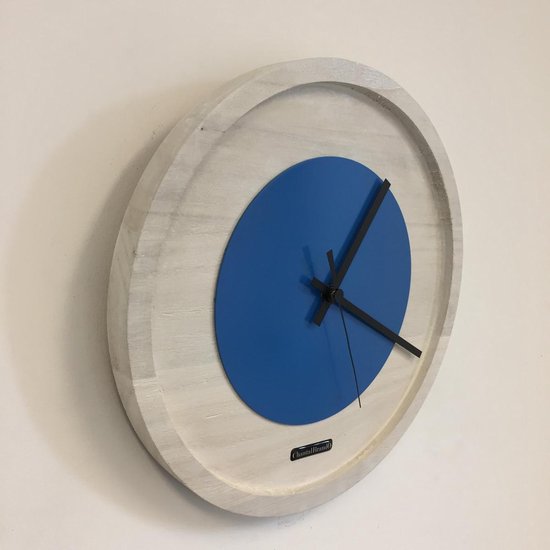 Horloge murale Quinten Design hollandais moderne blanc et bleu