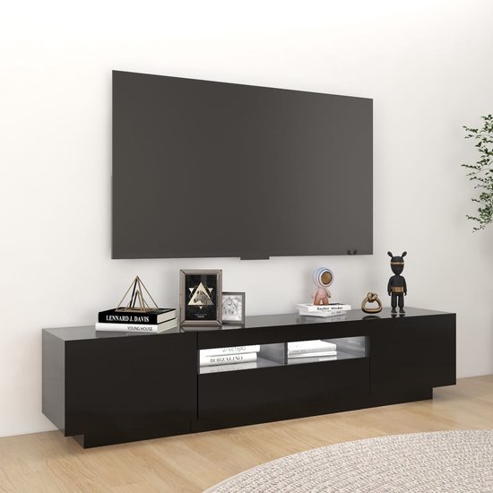 Le meuble TV Living Store LED | Éclairage RVB | 180x35x40cm | Noir | bol