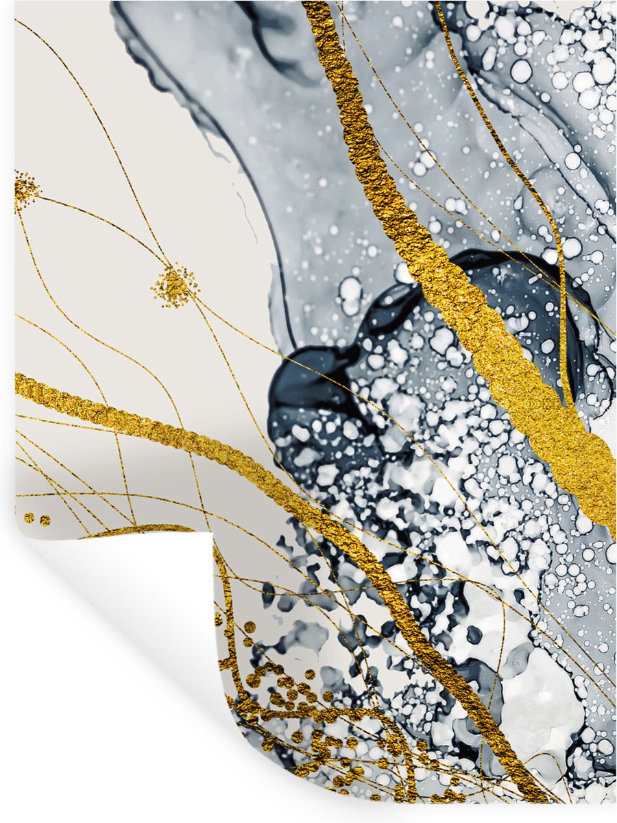 Muurstickers - Sticker Folie - Abstract - Goud - Natuur - Kunst - 120x160 cm - Plakfolie -